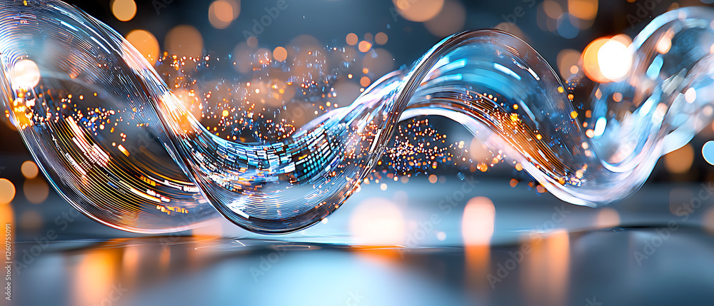 Poster dynamic abstract wave of light and color modern studio digital artwork vibrant environment close-up 