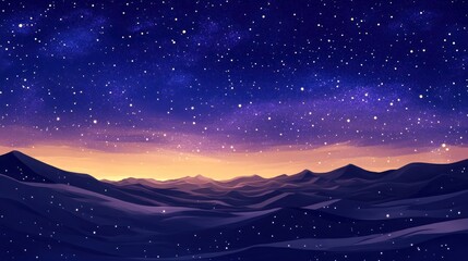 Naklejka premium Starry night over mountains landscape