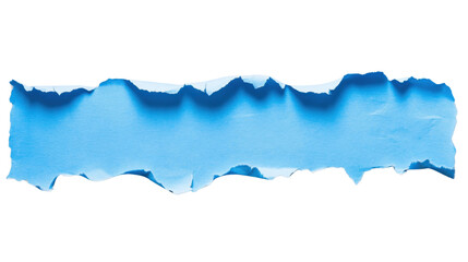 Fototapeta premium Torn light blue horizontal piece of paper with transparent background