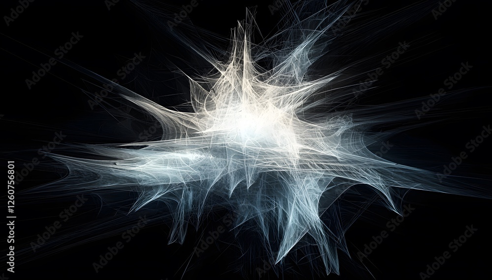 Poster abstract view of light trails forming intricate geometric shapes in a dark room, cinematic compositi