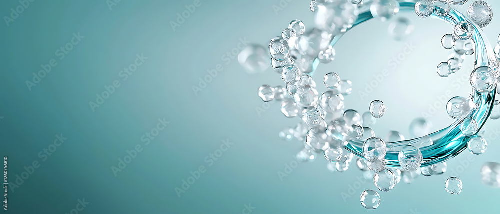 Poster Bubbles rising from water surface abstract background fluid dynamics calm environment close-up visual serenity