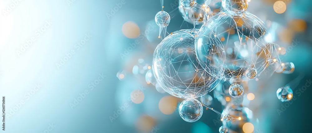 Poster dynamic molecular interaction laboratory abstract art scientific environment close-up view conceptua