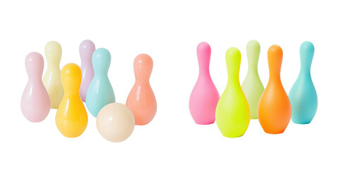 Colorful toy bowling set with pins and ball for playful activities