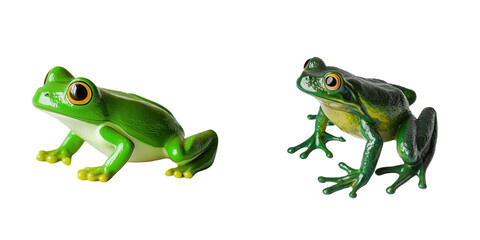 Rubber frog toy in green on a transparent background