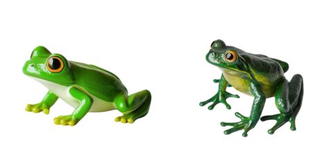 Rubber frog toy in green on a transparent background