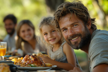 Fototapeta premium Family Eating Outside