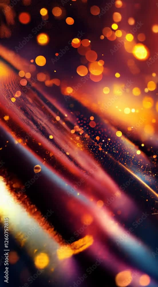 Poster dynamic abstract waves featuring rich colors and glowing bokeh lights, creating a mesmerizing visual