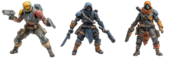 A collectible action figure from a game isolated on a transparent background