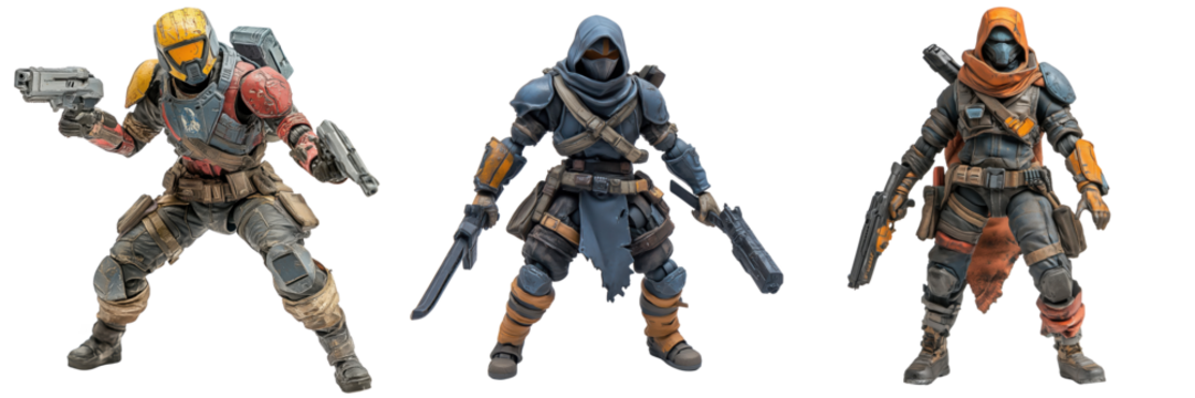 A collectible action figure from a game isolated on a transparent background - Powered by Adobe