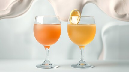 Glasses with alcoholic cocktail drinks