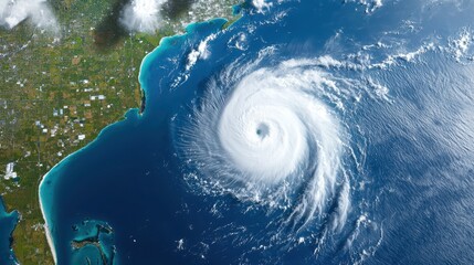 Satellite image showing the formation and structure of a hurricane over the ocean during a storm event