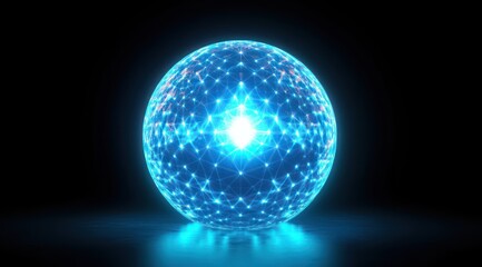 Bioluminescent Geometric Sphere Illustration with Chiaroscuro Lighting