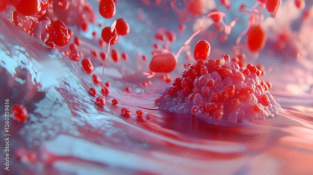 Aufkleber A captivating abstract scene showcasing a dynamic fluid explosion with mesmerizing red and digital elements  The image evokes a sense of energy movement and ethereal beauty
