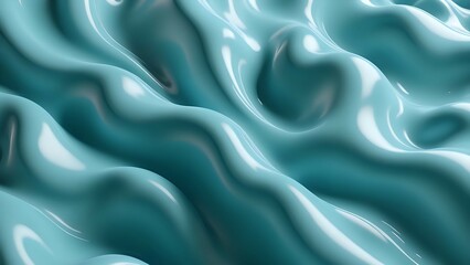 Obraz premium Soft turquoise and pastel blue fluid transitions, blending seamlessly with smooth, airy textures, creating a tranquil and refreshing abstract composition