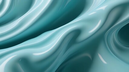 Soft turquoise and pastel blue fluid transitions, blending seamlessly with smooth, airy textures, creating a tranquil and refreshing abstract composition