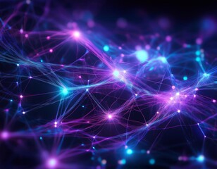 Fototapeta premium Dynamic Neural Network Flow with Interconnected Nodes