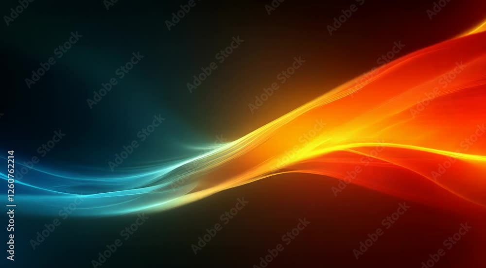 Poster vibrant abstract wave design featuring flowing colors of blue, yellow, and red, creating a dynamic v