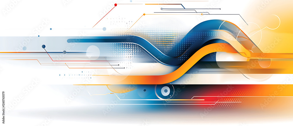 Poster dynamic abstract design with wavy lines digital art colorful background modern aesthetics conceptual