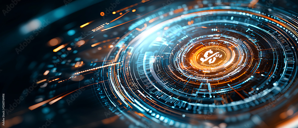 Poster dynamic digital interface visualization futuristic environment graphic design technology concept abs