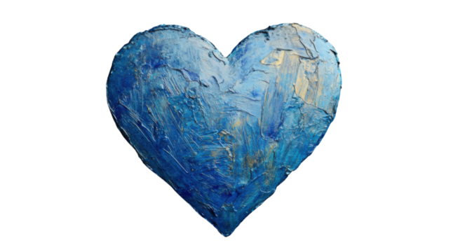 Blue heart expressing love and affection on transparent background
