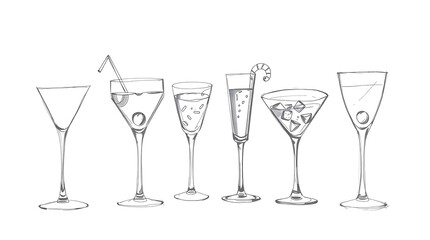 Cocktail Collection Isolated on White Background