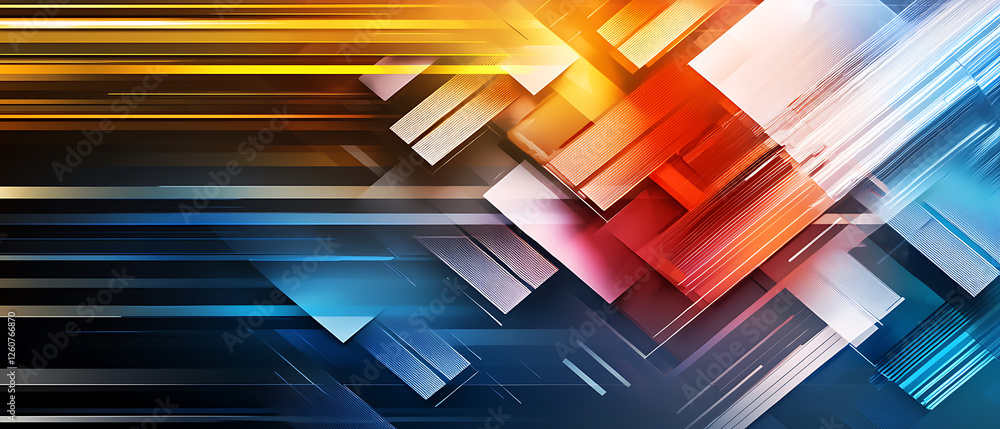 Poster dynamic abstract motion design digital art colorful patterns high-tech environment close-up view vis