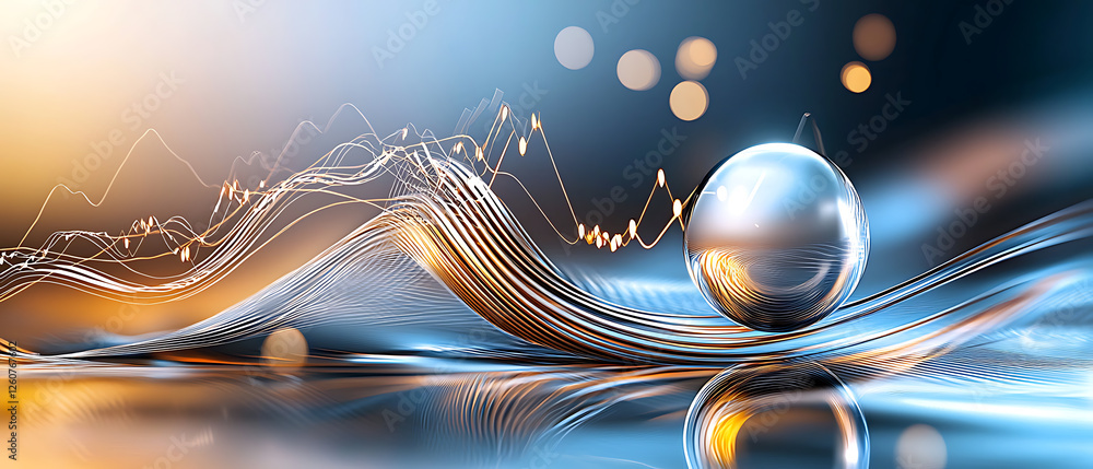 Poster dynamic waves of light and reflection digital art abstract futuristic close-up visual harmony