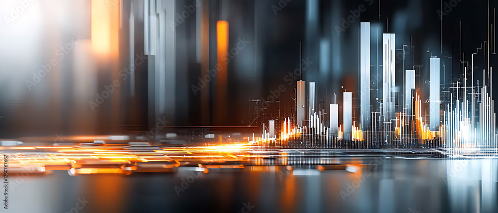 Poster dynamic data visualization modern business environment digital art urban setting abstract perspectiv