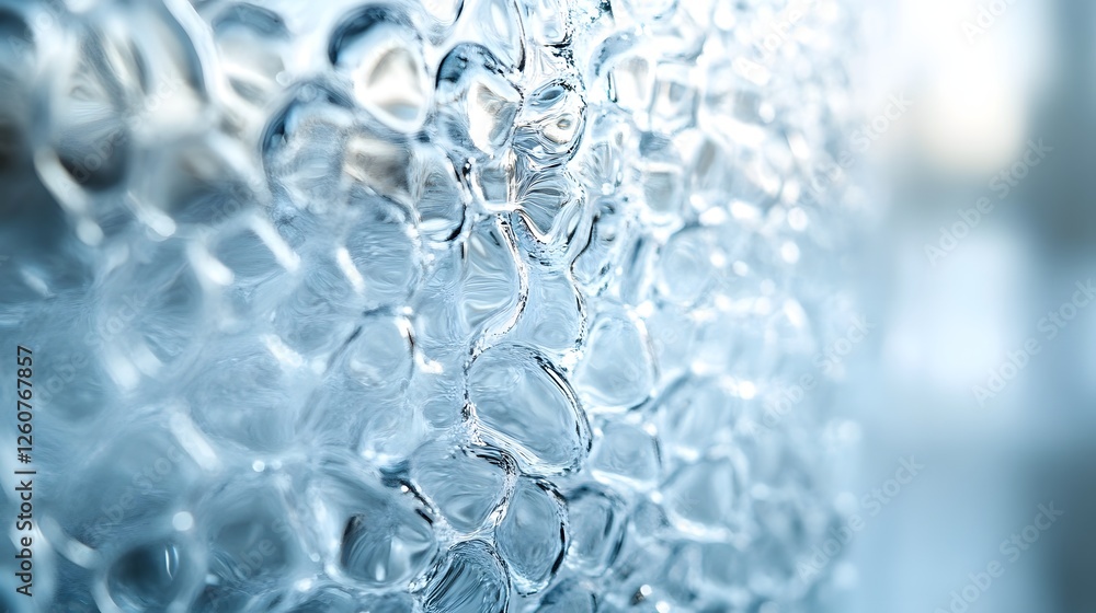 Poster close-up view of an icy texture, highlighting its intricate details and glacial formations. the abst