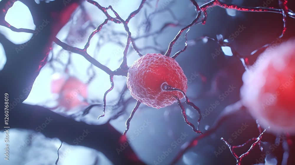 Fototapete Abstract futuristic neural network synapse connections concept  Digital intelligence and innovation symbol  Neuroscience research and cerebral neurocognitive background