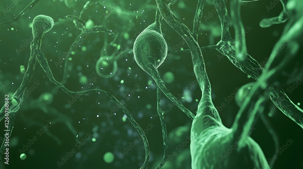 Poster abstract green microscopic organic cellular bacterial microorganism life forms nature science biolog