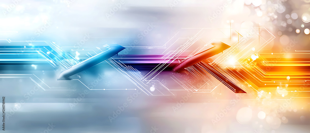 Poster dynamic digital lines illustrating innovation and progress in technology abstract style bright color