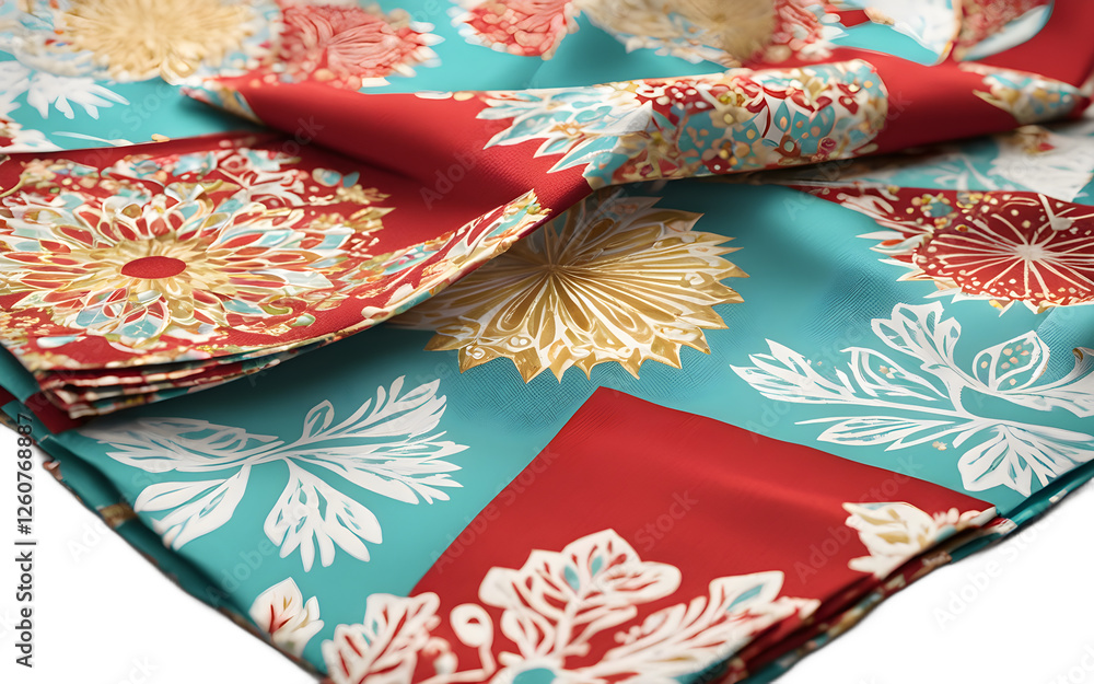 Poster a festive set of napkins with a party pattern, isolated on a empty plain background