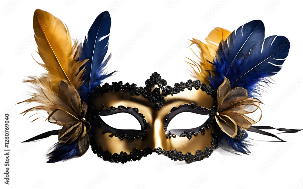 Poster A fun party mask with glitter and sequins, isolated on a empty plain background
