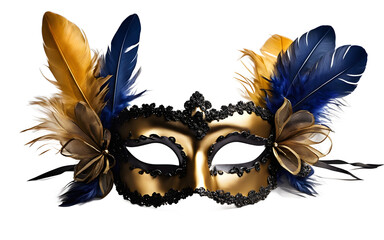 A fun party mask with glitter and sequins, isolated on a empty plain background