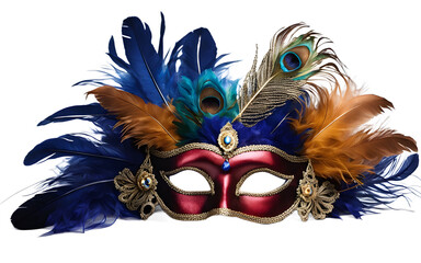 A fun party mask with glitter and sequins, isolated on a empty plain background