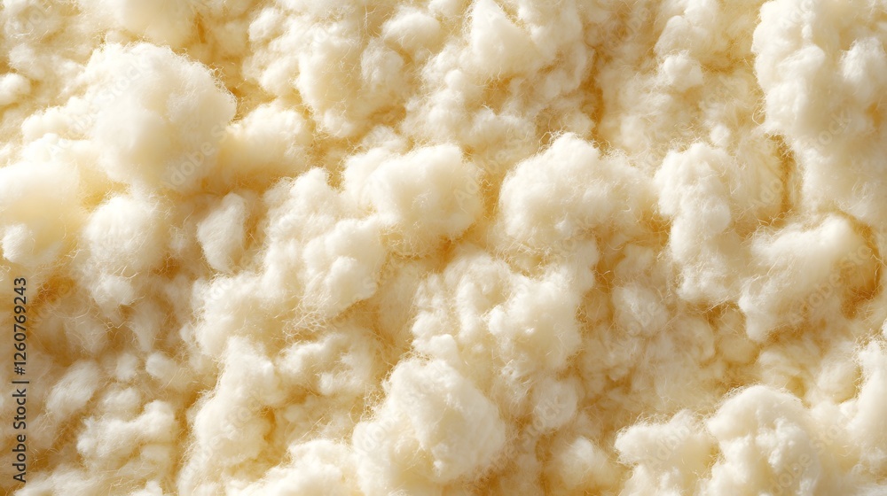 Poster a detailed close-up showcasing the soft, fluffy texture of natural sheep wool. the ream and white hi