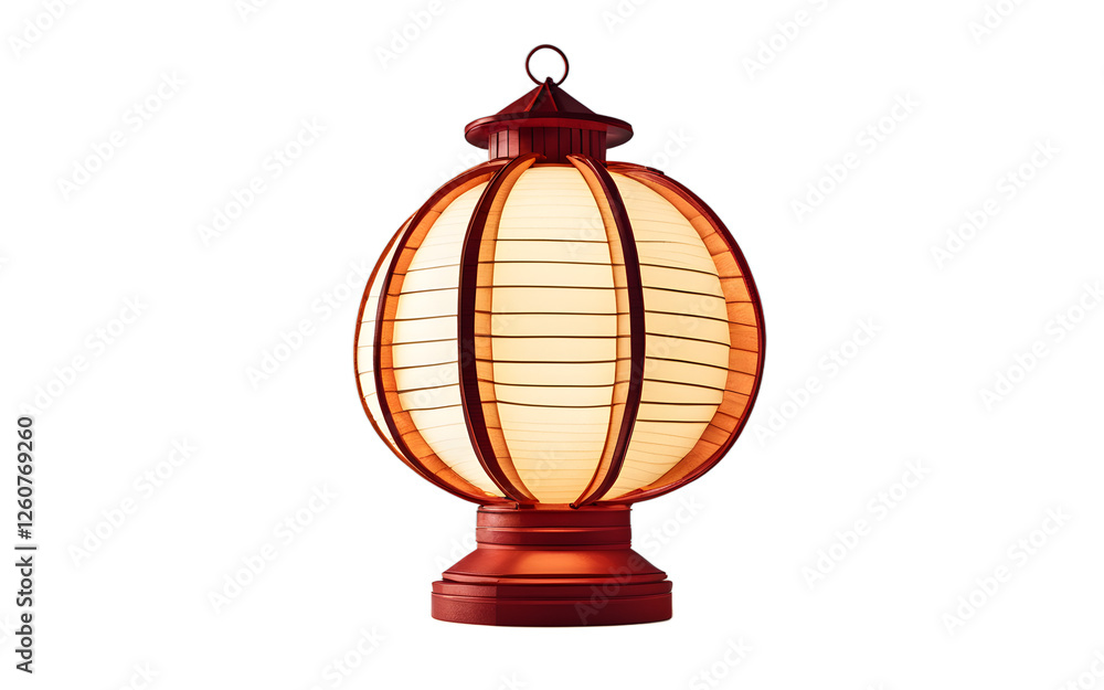 Poster A glowing party lantern in a paper globe shape, isolated on a empty plain background