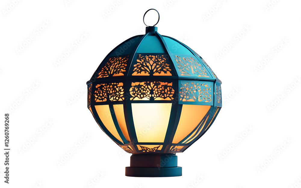 Poster A glowing party lantern in a paper globe shape, isolated on a empty plain background