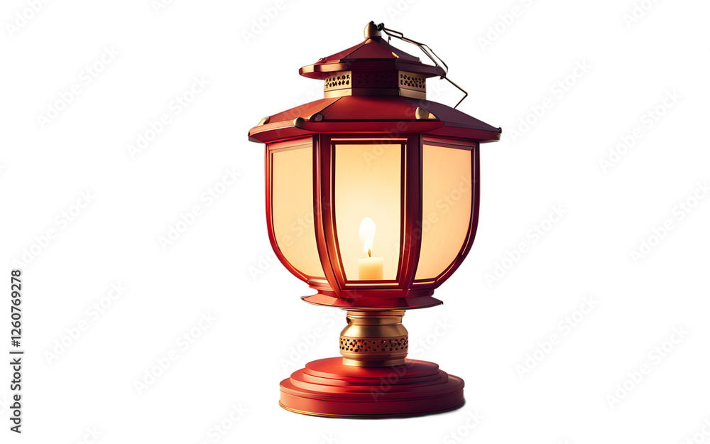 Poster A glowing party lantern in a paper globe shape, isolated on a empty plain background