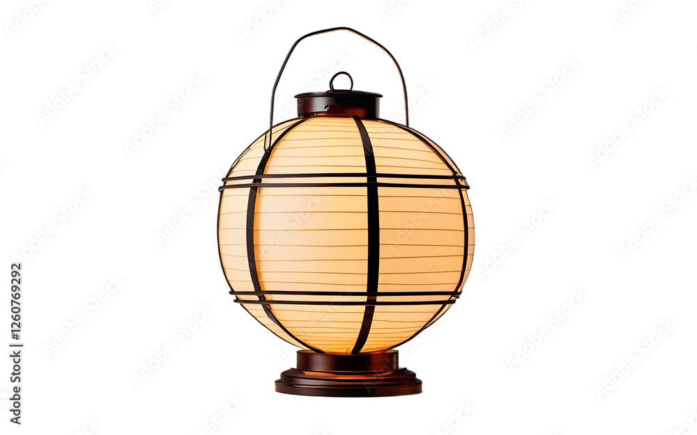 Poster A glowing party lantern in a paper globe shape, isolated on a empty plain background