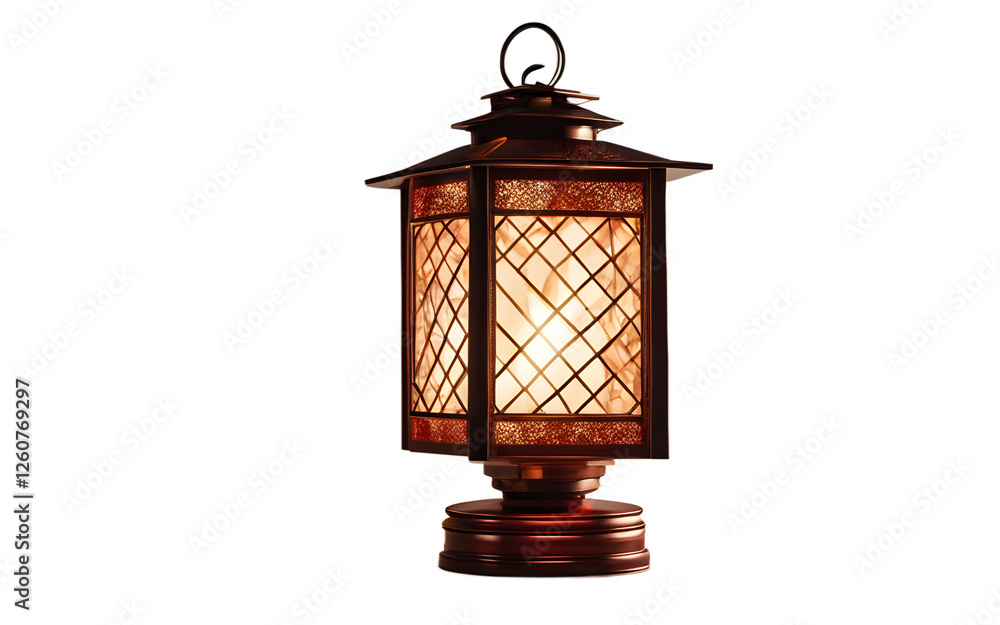 Poster a glowing party lantern in a paper globe shape, isolated on a empty plain background