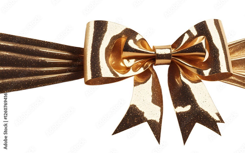 Poster a large decorative bow with glitter details, isolated on a empty plain background