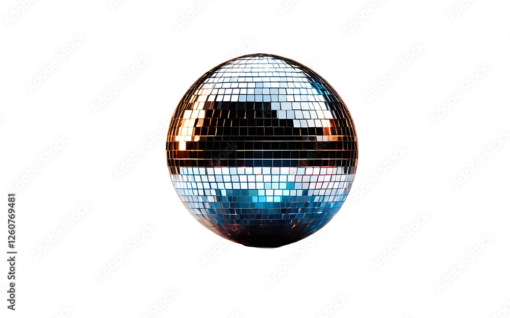 Poster A large disco ball reflecting light, isolated on a empty plain background