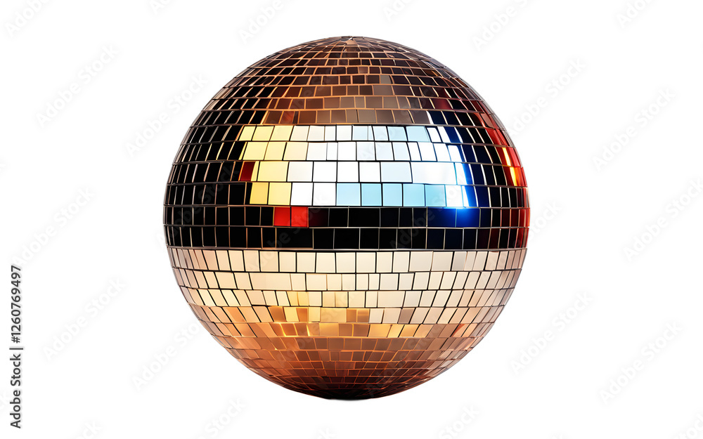 Poster A large disco ball reflecting light, isolated on a empty plain background