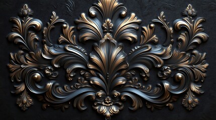 Elegant Dark Gold And Black Ornate Design