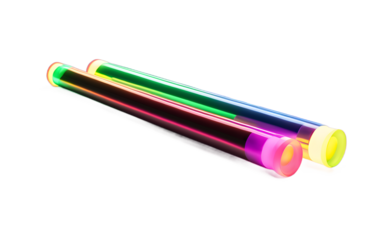A neon glow stick in multiple bright colors, isolated on a empty plain background