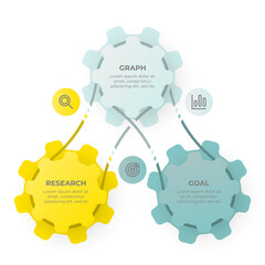 Business process infographic 3 interconnected gears. Vector illustration.