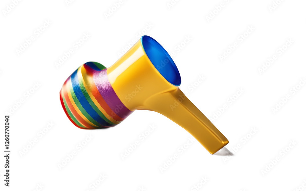 Poster A party whistle with a colorful tip, isolated on a empty plain background