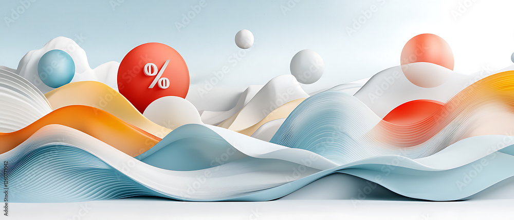 Poster dynamic abstract composition illustrating financial concepts digital space graphic design clean aest